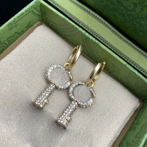 Diamant sieraden charme sleutel oorbellen mode charme oorbellen bruiloft sieraden cadeau hoge kwaliteit