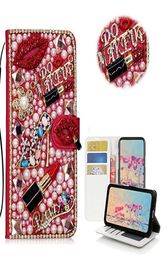 Diamant Kiss Lipstick High Heel Flower Handbag Cadules Couverture pour iPhone 12 Mini 11 Pro Xs Max XR X 8 7 Samsung Galaxy Note 20 S21 S25976579