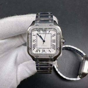 Diamant dame montres automatiques boîtier en acier inoxydable 34mm diamants lunette cadran blanc sans date femmes montre