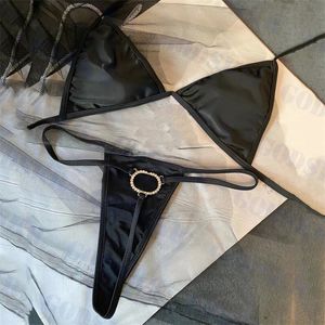 Diamant lettre maillot de bain femmes Bikini Sexy string maillots de bain ensemble fête en plein air dames Triangle Bikinis