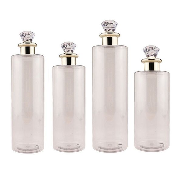 Diamond Lid SPA Recharge Bouteille De Lotion Cosmétique Vide De Luxe Bouteilles De Toner En Plastique Transparent 100ml 120ml 150ml 200ml 250ml 300ml 400ml 500ml Récipients D'emballage