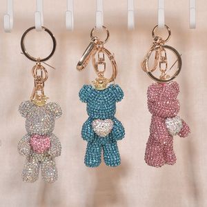 Diamond liefde gewelddadige beren flank hanger flash boor cartoon pop verjaardag cadeau vrouwelijke tas hangende decoratie sleutelhanger ketting