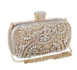 Diamond Luxury Evening Evening Clutch for Women Boda Golso Purse Chain Homeo Shoulder Shoulder Flowers Out Flowers Crystal Party Bag 240506
