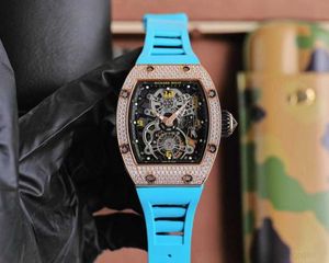 Diamond Luxury mens uurwerk horloges RM17-01 R i c h a r d Hollow Tourbillon Designer CL9L New High-end kwaliteit iced out montre polshorloge 8p