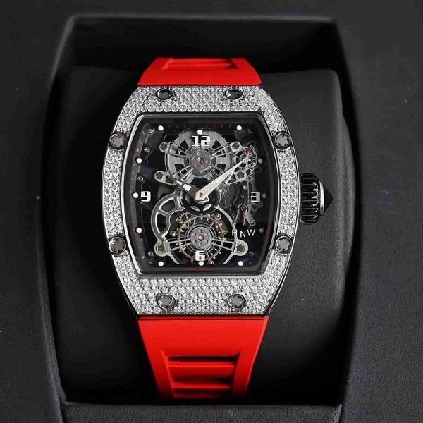 Diamond Luxury relojes de movimiento para hombre RM17-01 R i c h a r d Hollow Tourbillon Designer YMUE Nuevo reloj de pulsera de alta calidad con montre helado 4p