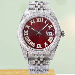 Relojes de lujo con diamantes Mujer Decoración de moda 36 mm 40 mm Esfera rosa Oro amarillo Pulsera de acero inoxidable Cierre plegable Relojes de pulsera automáticos Reloj con caja