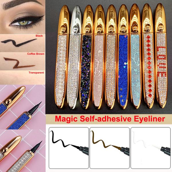 Diamond Magic Eyeliner Self Adhesive Liquid Eyeliner Crayon pour maquillage faux cils, liner à l'œil longue dure sans colle non magnétique