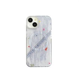 Diamond Magsafe Magnetic Phone Case pour Apple iPhone 15 Kickstand Luxurys Designers 14 Pro Max 13 12 Cover Flower L Letter Cas de ramiage Magsafe Cover