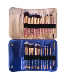 Cepillos de maquillaje de diamantes 10pcsset Cosmetics Pincel with bag