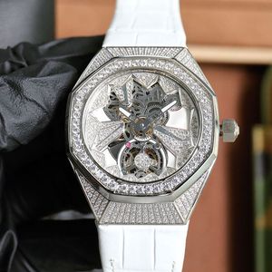 Montre De luxe en diamant pour hommes, mouvement mécanique automatique, bracelet en cuir, à la mode, classique, 42mm