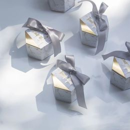 Diamond Marmeren Stijl Candy Box Wedding Gunsten en Geschenken Feestartikelen Baby Douchepapier Gift Chocoladedozen voor gasten