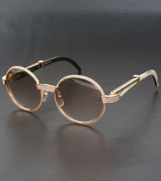 Diamond Men Oval Carter Lunes avec pierre Luxury Eyewear Decoration Lunettes de soleil Nuances Retro pour Club8670654