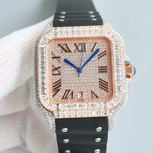 Diamond mannen kijken luxe horloges 40 mm automatisch mechanisch 8215 Beweging diamant bezel saffier glasontwerper horloges rubber armband hoogwaardige montre de luxe