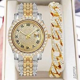 Diamantes Hombres Mujeres Relojes Reloj de oro Reloj de pulsera para mujer Rhinestone de lujo Relojes de pulsera unisex Reloj femenino Relogio Feminino 240119