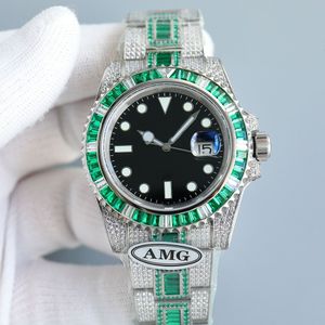 Diamond Mens Watch Automatic mécanique 3135 Mouvements Mouvements Sapphire 4 mm Lumineux avec bracelet en acier cousu de diamant Lady Wristwatch Montre de Luxe