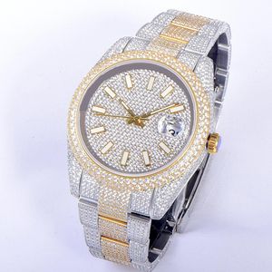 Diamond Herenhorloge Automatische Mechanische Horloges 41mm Saffier Dameshorloge met met diamanten bezaaide stalen armband Montre de Luxe