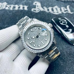 diamanten herenhorloge luxe designer moissanite gouden horloges automatisch uurwerk glijdend formaat 41MM rubberen roestvrijstalen horlogeband Iced horloges horloge voor mannen