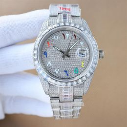 Montre mécanique automatique en diamant pour hommes, bracelet en acier inoxydable, 41mm, de styliste, saphir, étanche, 2855