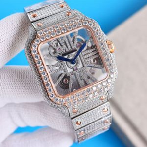 Diamond herenhorloges uitgehold horloge volautomatisch mechanisch designer polshorloges saffier roestvrijstalen band waterdicht 40 mm
