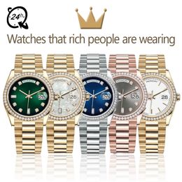 Orologio Relojes de pulsera Relojes mecánicos automáticos para hombre 36/41 mm 904L Bisel de diamante de acero inoxidable completo Reloj de oro luminoso resistente al agua montre de luxe dh