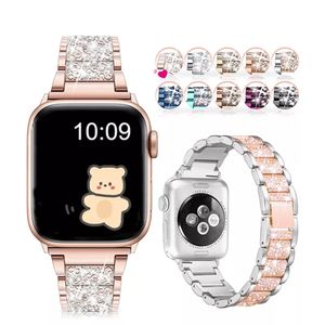 Diamond metal vrouwenriem voor Apple Watch -serie Ultra 49mm 7 8 45mm 41 mm Fashion Bracelet Women Iwatch Band 6 5 4 3 SE 44mm 40mm 42/38 mm