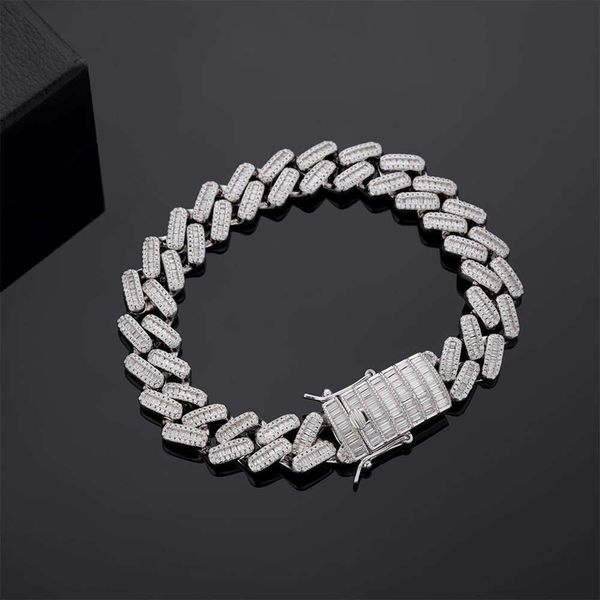 Bracelet à maillons cubains personnalisés en diamant Moissanite, bijoux en argent Sterling 925, vente en gros, pour hommes