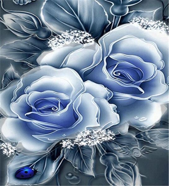Mosaico de diamantes redondo completo bordado de diamantes costura flor azul rosa diy pintura de diamantes kits de punto de cruz mosaico decoración del hogar 3203962