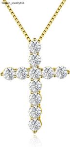 Diamond Mosantine croix croix collier 18k or blanc coupé brillant fidèle mosantine diamantr eplacementcr oss9 25st Erlingsi lverch ainne cklacesu itablefo rw