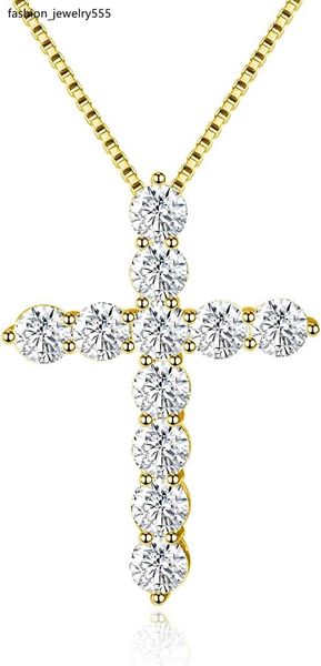 Diamond Mosantine croix croix collier 18k or blanc coupé brillant fidèle mosantine diamantr eplacementcr oss9 25st Erlingsi lverch ainne cklacesu itablefo rw