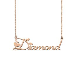 Collier de nom de diamant Pendant pour femmes Girls Girls Anniversaire Gift Custom Nameplate Kids Friends Jewelry 18K Gold plaqué en acier inoxydable S6546674