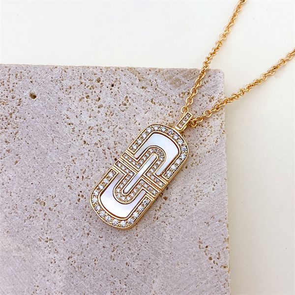 Collier de diamant Designer pour femmes bijoux femme trombone en forme d'or rose chaîne en argent pour femmes bijoux dame fille cadeau de fête de Noël 999