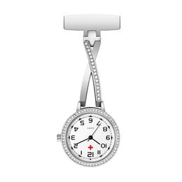 Diamant verpleegster horloge lichtgevende eenvoudige medische borst horloge clip gesp hoogwaardige dokter broche fob klok ziekenhuis cadeau