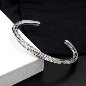Bracelet ouvert en diamant pour femmes, bijou de styliste en argent, entièrement en Zircon, à la mode, cadeau