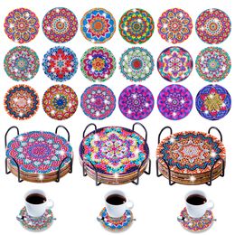 Diamant Peinture 6 8 Pcs DIY Coaster Animal Boisson Tasse Coussin Avec Support Table Napperon Isolation Pad Cadeau De Noël 230715