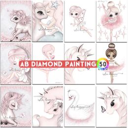 Diamant Peinture AB Diamant Peinture Coloré Kit Animaux Licorne Fille Sirène Mosaïque Broderie Point De Croix Art Stickers Muraux Décor À La Maison 230714