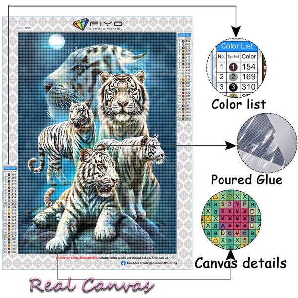 Peinture de diamant animal blanc tigre Nouveau arrivée broderie de diamant kits de point de croix de croix mosaïque