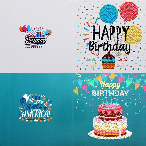 Cartes de peinture en diamant Cartes de joyeux anniversaire 5d Diy Special Diamond Painting Carte Postcards Post Cartes d'anniversaire Gift pour filles