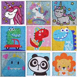 Kits de peinture en diamant pour enfants, bricolage 5D Dinosaur Mosaic, Making Without Cadre, Facile to DIY, Force Forting Beld by Number