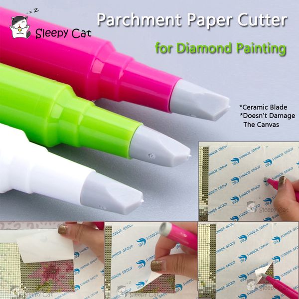 Diamante pintura pergamino cortador de papel hoja de cerámica para cortar la cubierta perfectamente DIY 5D pintura con diamantes herramientas accesorios 201112