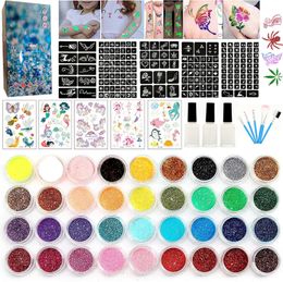 Diamond schilderset 200 Tattoo -sjabloon Spray Tattoo Glitter Luminous Body Painting Stage Glitter Make -up