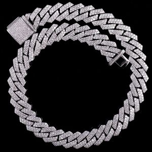 Diamant geslaagd voor test 10 mm 18-24 inch 925 sterling zilver 2 rijen Moissanite Cubaanse ketting 7/8/9 inch schakels armband voor dames/mannen leuk cadeau