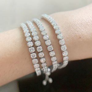 Bracelet en argent Sterling S925 plaqué or blanc et diamant, taille réglable, Test réussi, Moissanite, pour filles et femmes, joli cadeau