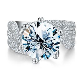 Bague Moissanite en argent sterling 925, testeur de diamant passé, 5CT VVS, bagues Moissanite pour filles et femmes, bijoux de fiançailles de mariée, cadeau, taille 6-9