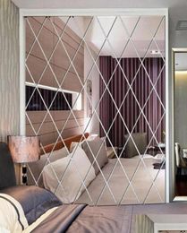 Diamond patroon Sticker Woonkamer Decor 3D Mirror Wall Stickers Home Decoratie Crafts Diy Accessoire Y200102 WYKVJ 3VTDR4458384