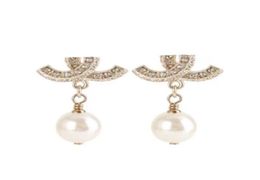 Diamond Pearl Drop Bangle Oreille de luxe française Marque d'oreilles en or Gold Works Barnd Fashion Fashion Designer Fomen Femme Gift Wed9683286