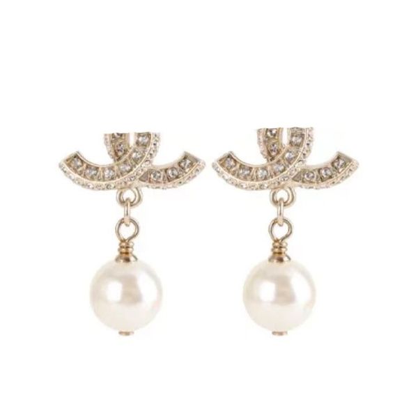 diamant perle goutte boucle d'oreille française marque de luxe boucles d'oreilles en or lettre barnd créateur de mode pour les femmes fête cadeau mariage lustre boucles d'oreilles