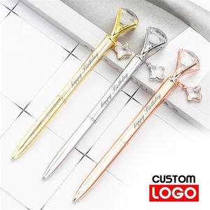 Diamond colgante de bolicón de metal de metal Penuría Pen Saborería personalizada Suministros escolares al por mayor de letras Nombre grabado 220712