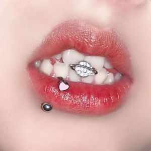 Diamond Planet Super Knipperende Titanium Piercing Sieraden Pittig Meisje Roestvrij Stalen Ring Tong Nagel