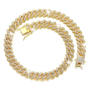 Diamond Prong Set Cuban Link Chain 14K Gold Ploated Hip Hop Iced out sieraden bling vvs Moissanite ketting voor mannen
