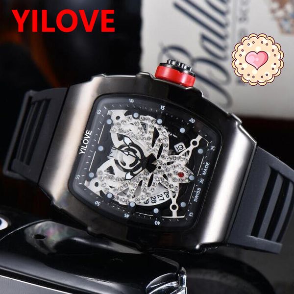 Reloj de cuarzo con diamantes para hombre, edición Digital superior, esfera de esqueleto, reloj de zafiro japonés, reloj de pulsera deportivo de diseñador de goma para hombre Rm